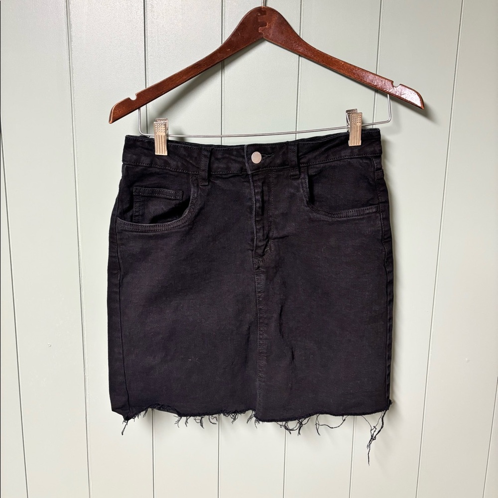 Black Mini Jean Skirt